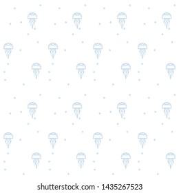 Seamless vector pattern with jellyfish and bubbles