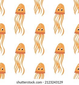 Seamless vector pattern with jellyfish, children's pattern