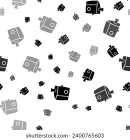 Seamless vector pattern with juicer symbols, creating a creative monochrome background with rotated elements. Vector illustration on white background