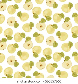 Seamless vector pattern. Juicy Apple. Half of an Apple. Background colorful, suitable for textile, Wallpaper, wrapping paper and other printing purposes. Stock vector