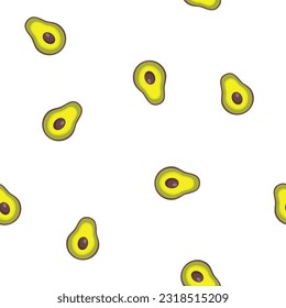 Seamless vector pattern. Juicy avocados and hearts. Pattern on white background