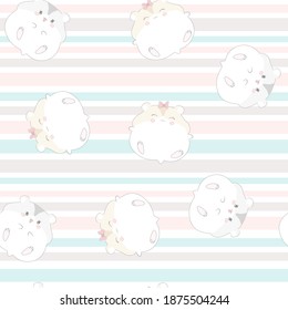 Seamless vector pattern. Kawaii cute hamster. Flat cartoon style