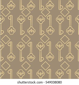 Seamless vector pattern. Keys abstract pattern on the brown background.