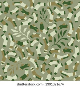 seamless vector pattern khaki with socks, camouflage