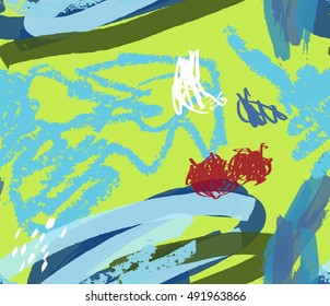 Seamless vector pattern. Kids hand drawn crayons texture.