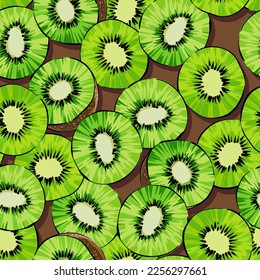 Seamless vector pattern. Kiwi. The fruit is green and juicy. summer pattern