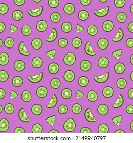 Patrón vectorial sin foco de frutos kiwi. Impresión decorativa para envolturas, papel pintado, tela, textil.