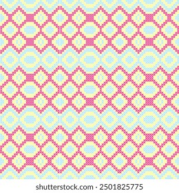  Seamless vector pattern. Knitted texture with rhombuses.

