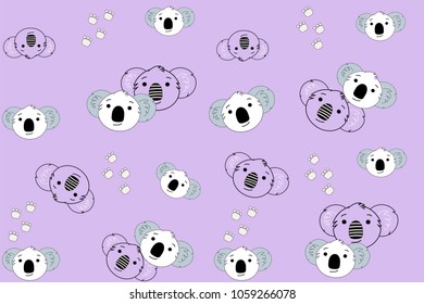 Seamless vector pattern with koala illustration. Cover templates for notepad.