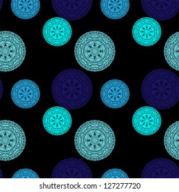 seamless vector pattern from lace ethnic elements in blue
