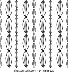 Seamless vector pattern of lace. Stripes of lace on a white background. Black and white graphics. For design and decor