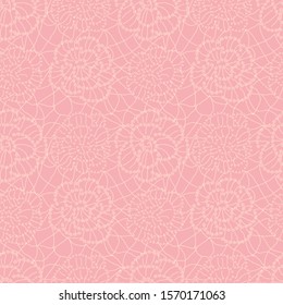 A seamless vector pattern with lacy flowers on pink. Vintege surae print design.