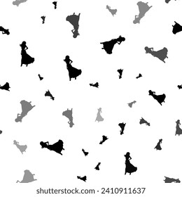Patrón vectorial impecable con símbolos lady, creando un fondo monocromo creativo con elementos rotados. Ilustración del vector sobre fondo blanco