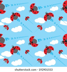 seamless vector pattern with ladybirds