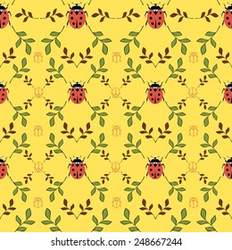 seamless vector pattern with a ladybug