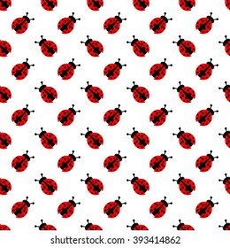 Seamless vector pattern with ladybugs