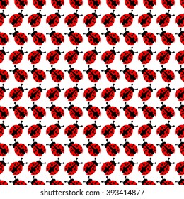 Seamless vector pattern with ladybugs