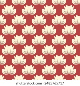 Seamless vector pattern with large flowers. Vintage print for textiles, wallpaper, interior decor, paper and other surfaces.