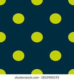 Seamless vector pattern with large yellow dots on a dark turquoise background. Illustration for hoop, surface, packaging, postcards.