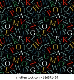 Seamless vector pattern with latin letters. Fabric, texture, wrapping, kids design