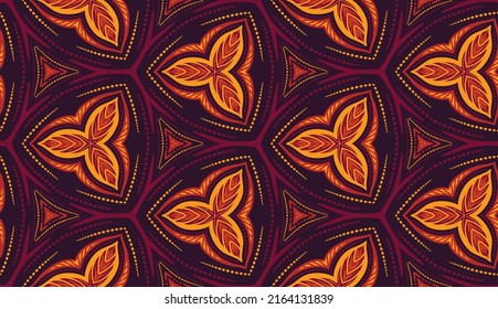 Seamless vector pattern with leaf elements.Floral vector seamless pattern. Bright red flowers on light background