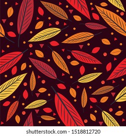 Seamless vector pattern with leaf as the motive in a halloween style or autumn style