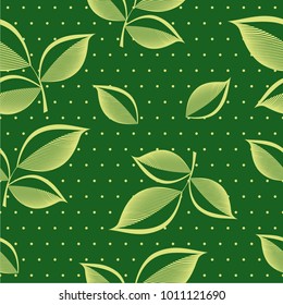 Seamless vector pattern leaf whith polka dot
