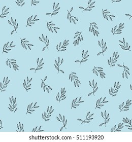 Seamless Vector pattern with  leafy branches in pastel colors.