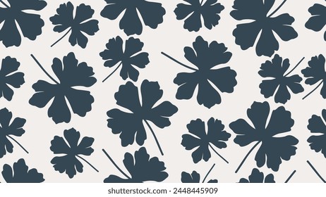 Seamless vector pattern with leaves. Abstract floral texture. Graphic monochrome Maple leaf.