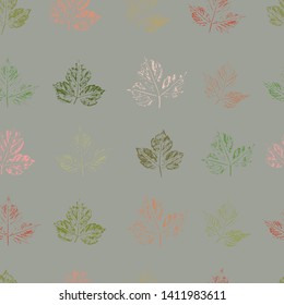 Seamless vector pattern with leaves of american maple. Multicolored prints of woody leaves. The design is suitable for fabric, wallpaper, wrapping paper, cards, posters.
