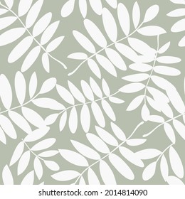 Seamless vector pattern with leaves and branches. Floral endless pattern. Summer fresh background in pastel color. Textile, fabric, wrapping paper design.