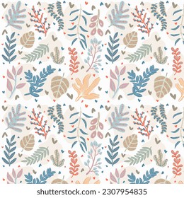 A seamless Vector pattern of leaves and flower