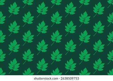 Seamless vector pattern with leaves in green palette. Simple plant design for textile, fabric, wallpaper, paper and other surfaces.