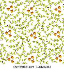 seamless vector pattern of  leaves and oak, nature wallpaper