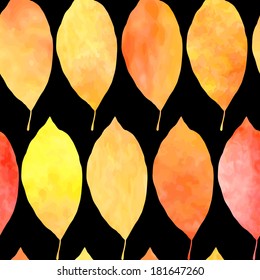 seamless vector pattern with leaves in watercolor