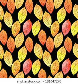 seamless vector pattern with leaves in watercolor, floral ornament