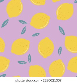 Seamless vector pattern with lemon fruits. Seamless lemon fruits summer pattern.