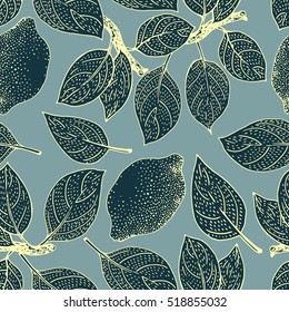 Seamless vector Pattern with Lemon Leaves