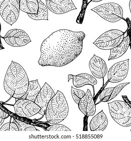 Seamless vector Pattern with Lemon Leaves