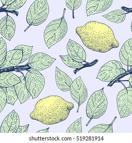 Seamless vector Pattern with Lemon Leaves