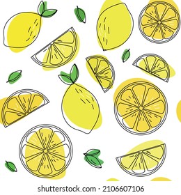 seamless vector pattern with lemons fruit background poster