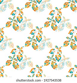 Seamless vector pattern with lemons in mosaic style. Bright summer or spring botanical design with fruit.