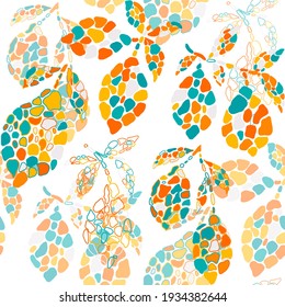 Seamless vector pattern with lemons in mosaic style. Bright summer or spring botanical design with fruit.	