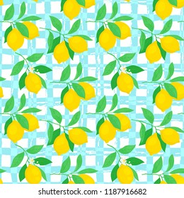 Seamless vector pattern with lemons. Simple flat decorative illustration.