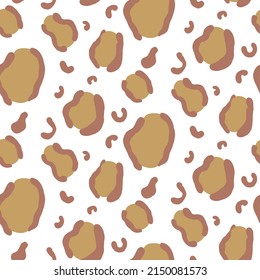 Seamless vector pattern with leopard spots on a white background. Ideal for designing children's clothing, textiles, wallpaper, wrapping paper.