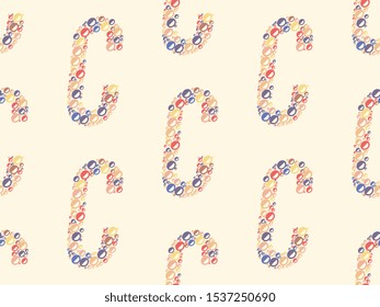 Seamless vector pattern - letter C. Colorful school pattern with character C for children. Multicolor background for kids.