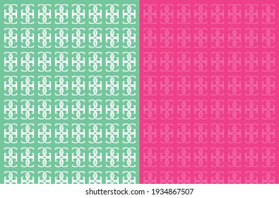 Seamless vector pattern of letter G, GG. Green and pink colors. 