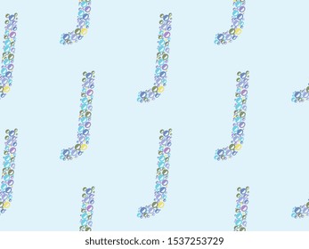 Seamless vector pattern - letter J. Colorful school pattern with character J for children. Multicolor background for kids.