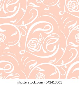 Seamless vector pattern with lettering Love and floral ornament. Texture for valentines Day, wedding, holiday.