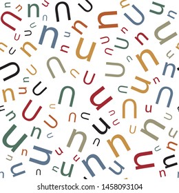 Seamless vector pattern in letters. Random letters scattering.